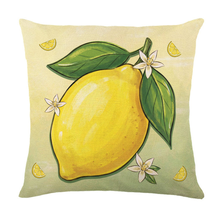 Hand-Illustrated Lemon Sunburst Decorative Throw Pillow Cover
