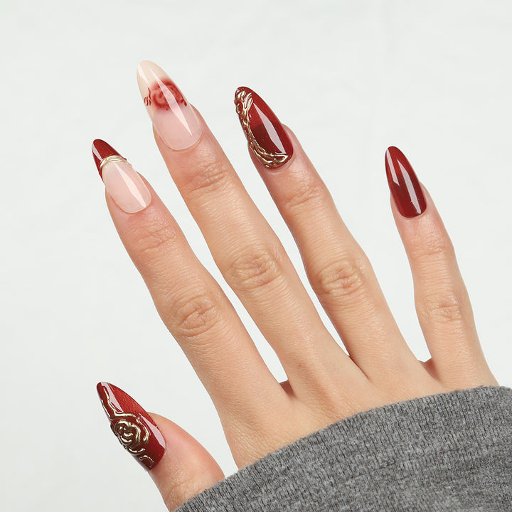Luxury Artistic Press-On Nails with Embellished Design Stornfield