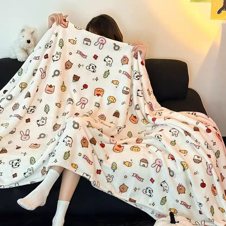 Cartoon-Themed Plush Throw Blanket