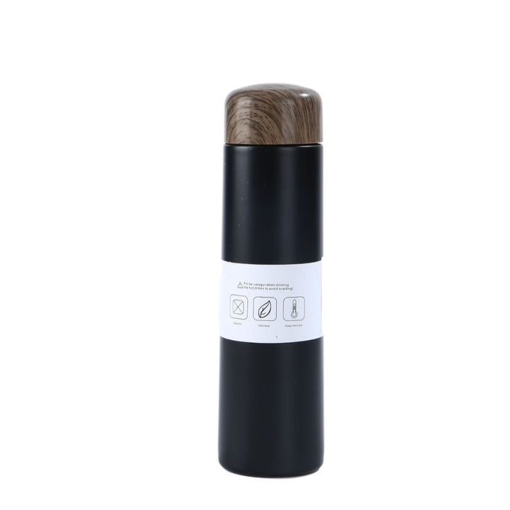 Women vacuum-insulated water bottle with innovative wooden lid Stornfield