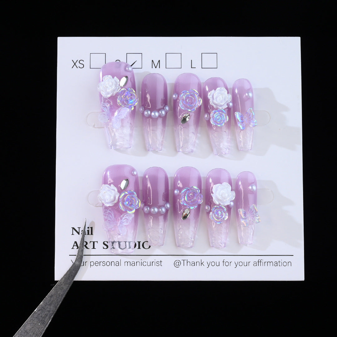 Floral Embellished Press-On Nail Set Stornfield