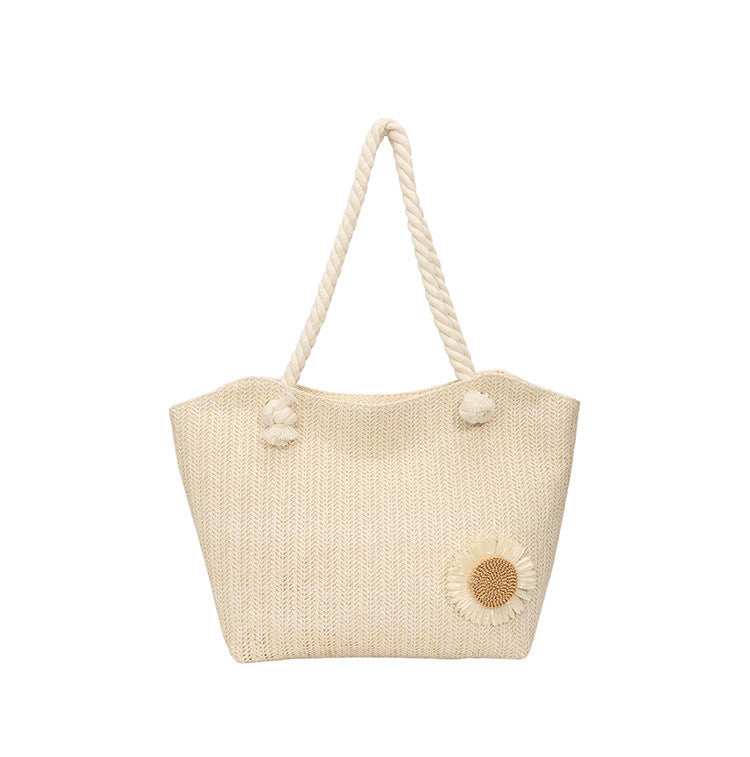 Decorative Floral Embellished Beach Tote Bag Stornfield