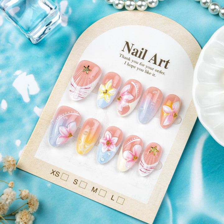Artistic Floral-Themed Press-On Nail Art Set