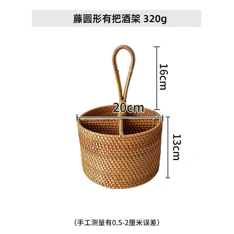 Women's round storage basket made of woven natural material Stornfield