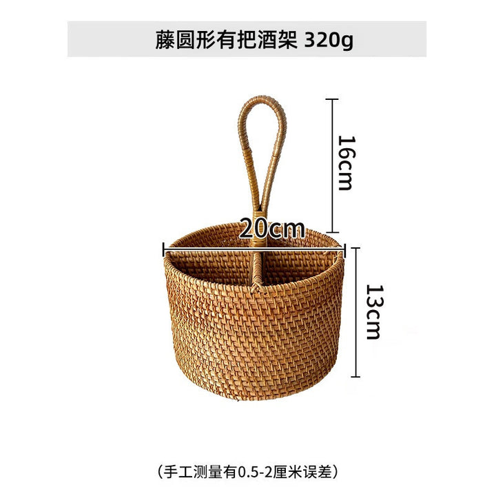 Women's round storage basket made of woven natural material Stornfield