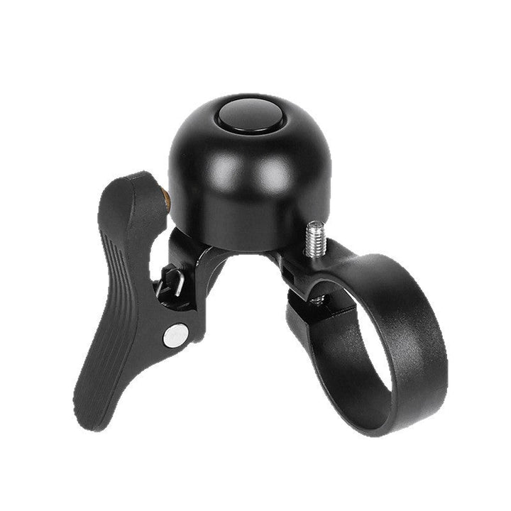 compact bicycle handlebar bell with quick release clamp and ergonomic thumb lever Stornfield