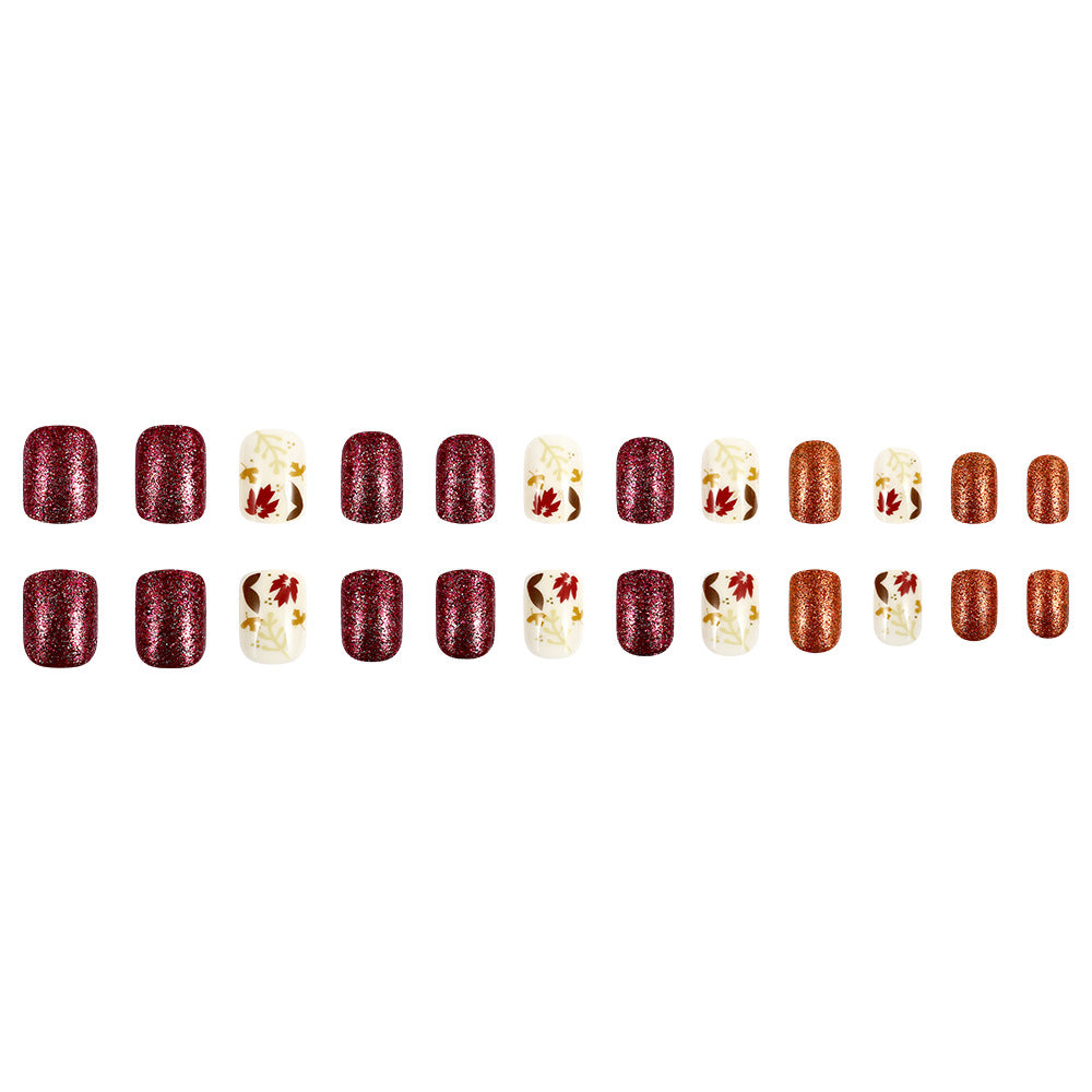 Seasonal Autumn-Themed Press-On Nail Art Stornfield