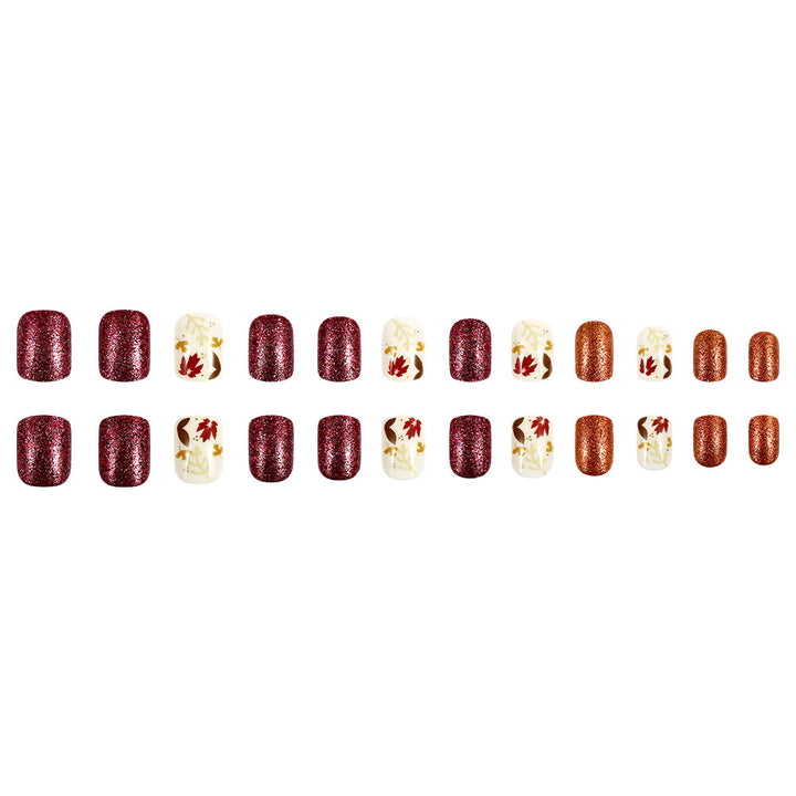 Seasonal Autumn-Themed Press-On Nail Art Stornfield