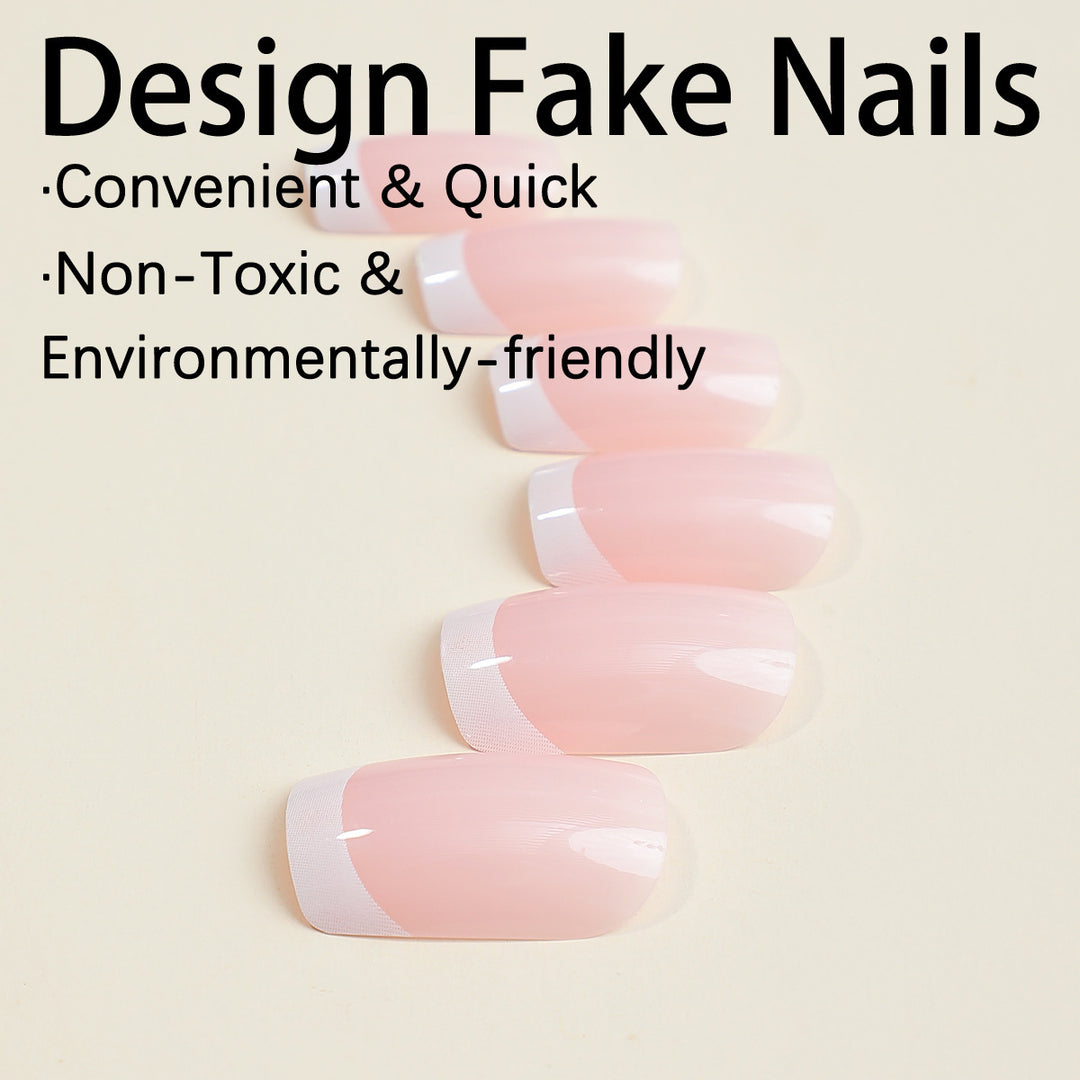 Artificial nail set with elegant French tip decorations Stornfield