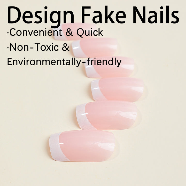 Artificial nail set with elegant French tip decorations Stornfield