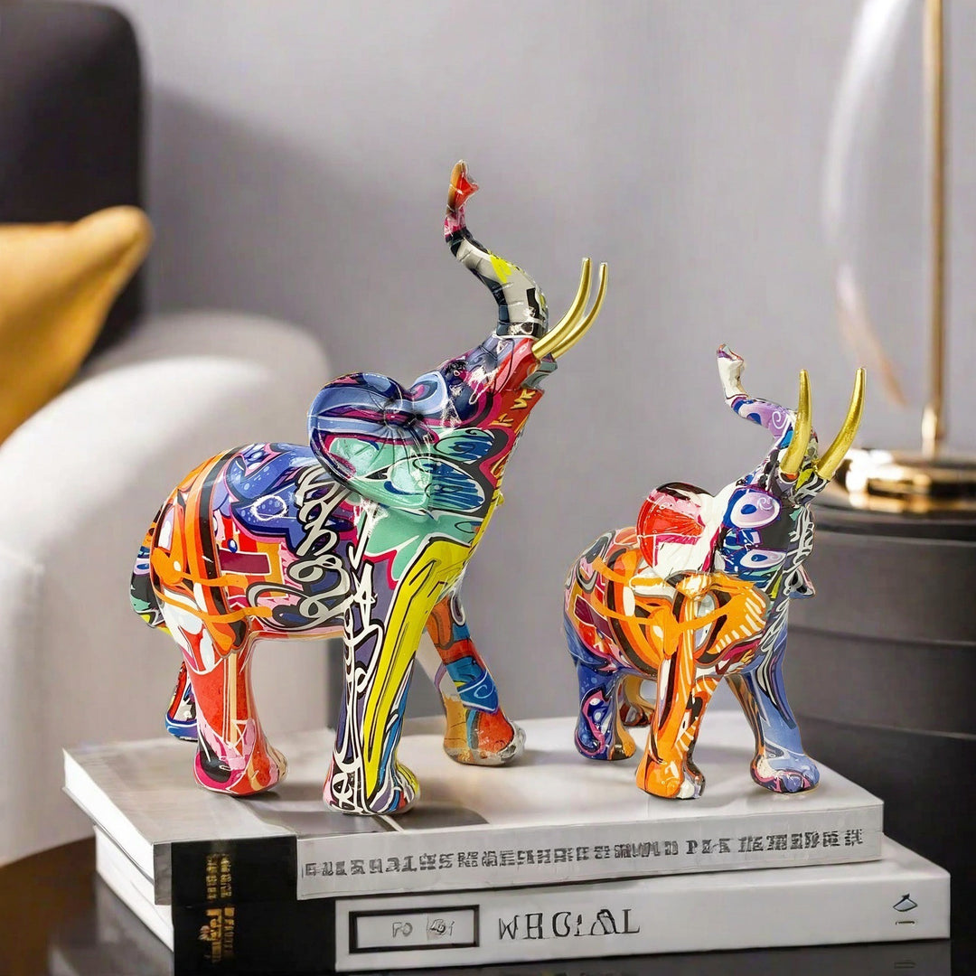 Creative elephant figurine with colorful design Stornfield