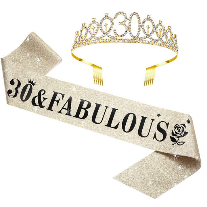 Women's Glittering Birthday Tiara Set with Sash Stornfield