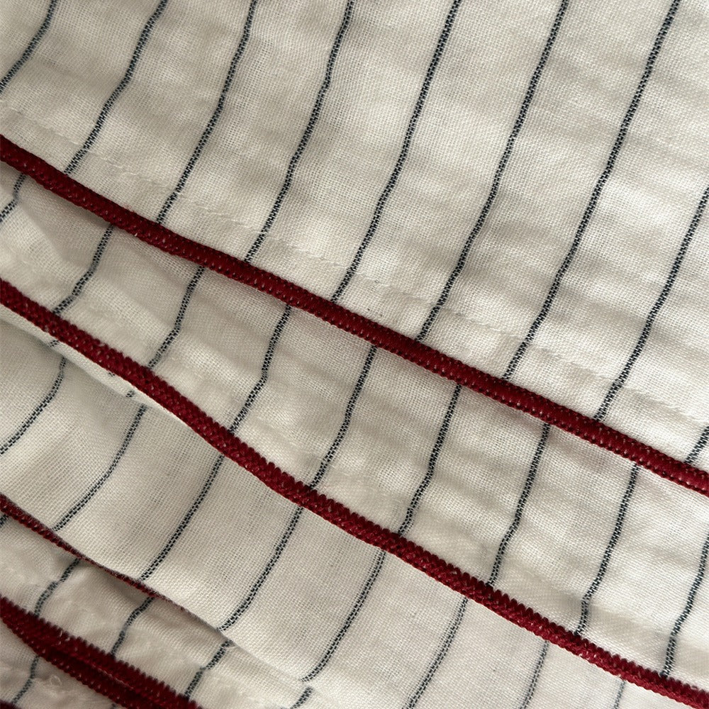 Striped Duvet Cover Set with Contrast Piped Edge and Matching Pillow Shams