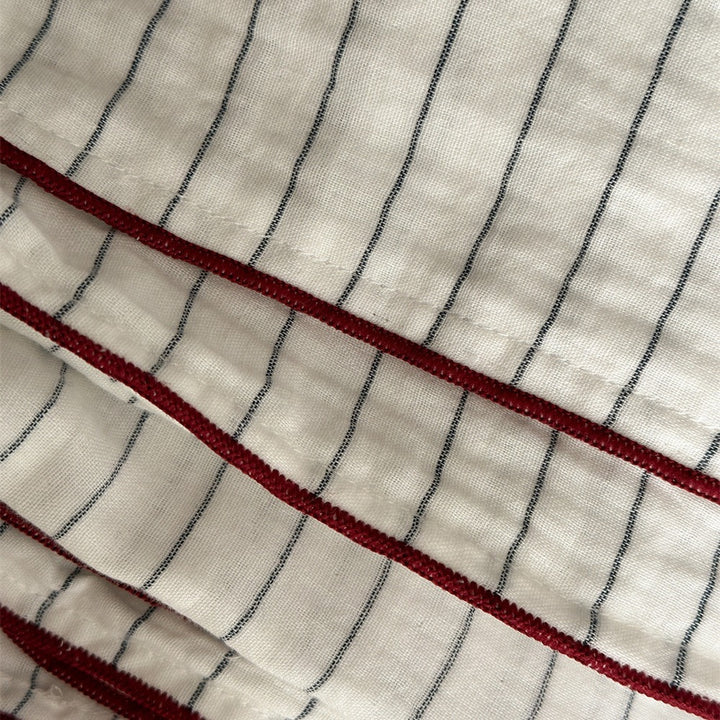 Striped Duvet Cover Set with Contrast Piped Edge and Matching Pillow Shams