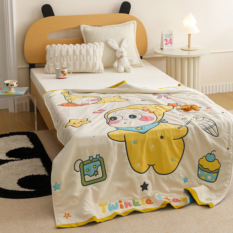 Kids' cuddly blanket with cheerful vehicle print made of soft microfibre