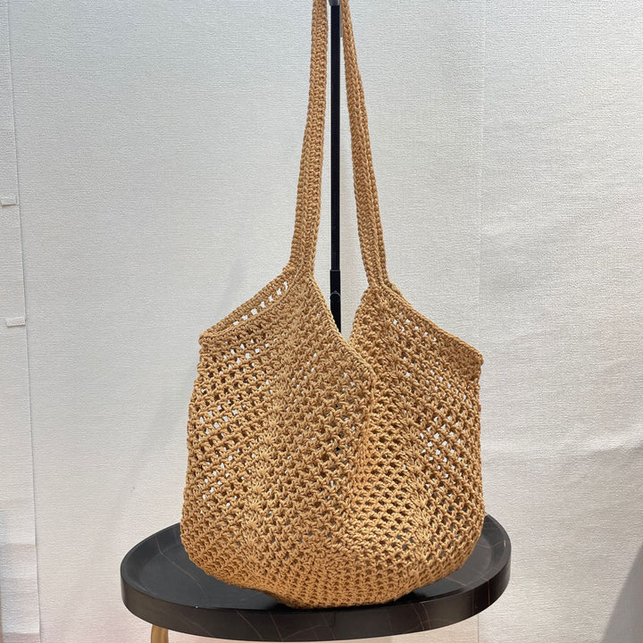 Hand-knotted tote bag in modern net design Stornfield
