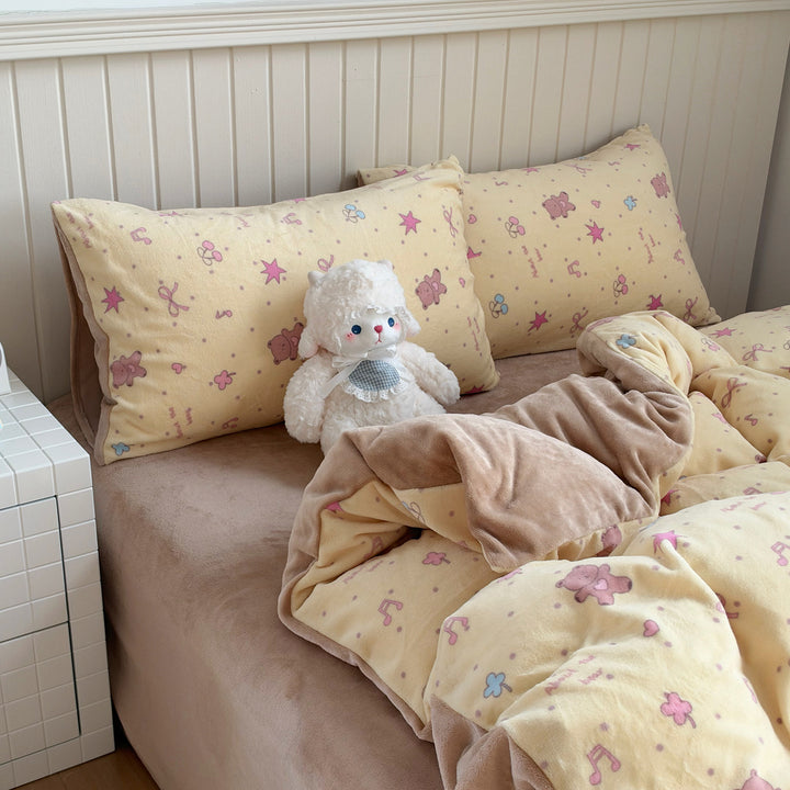 Cute Themed Fleece Bedding Set