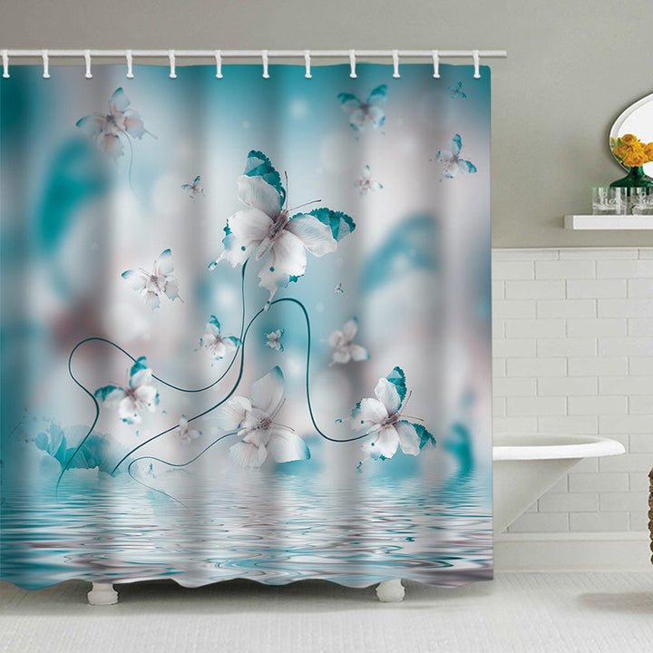 Butterfly-Inspired Floral Shower Curtain Stornfield