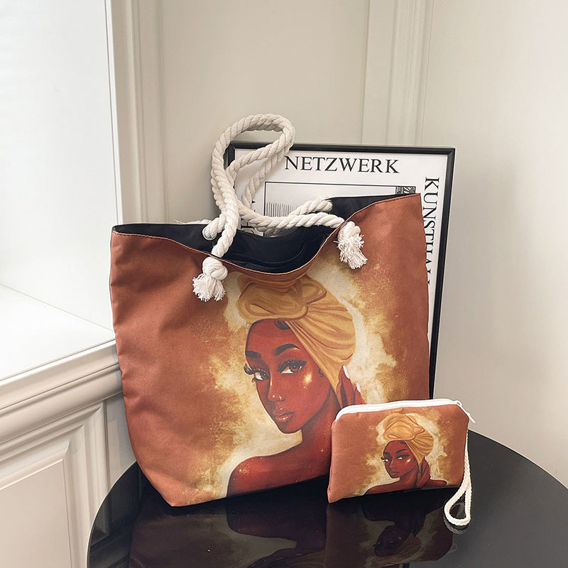 WoStylish Graphic Print Beach Tote Bag Stornfield