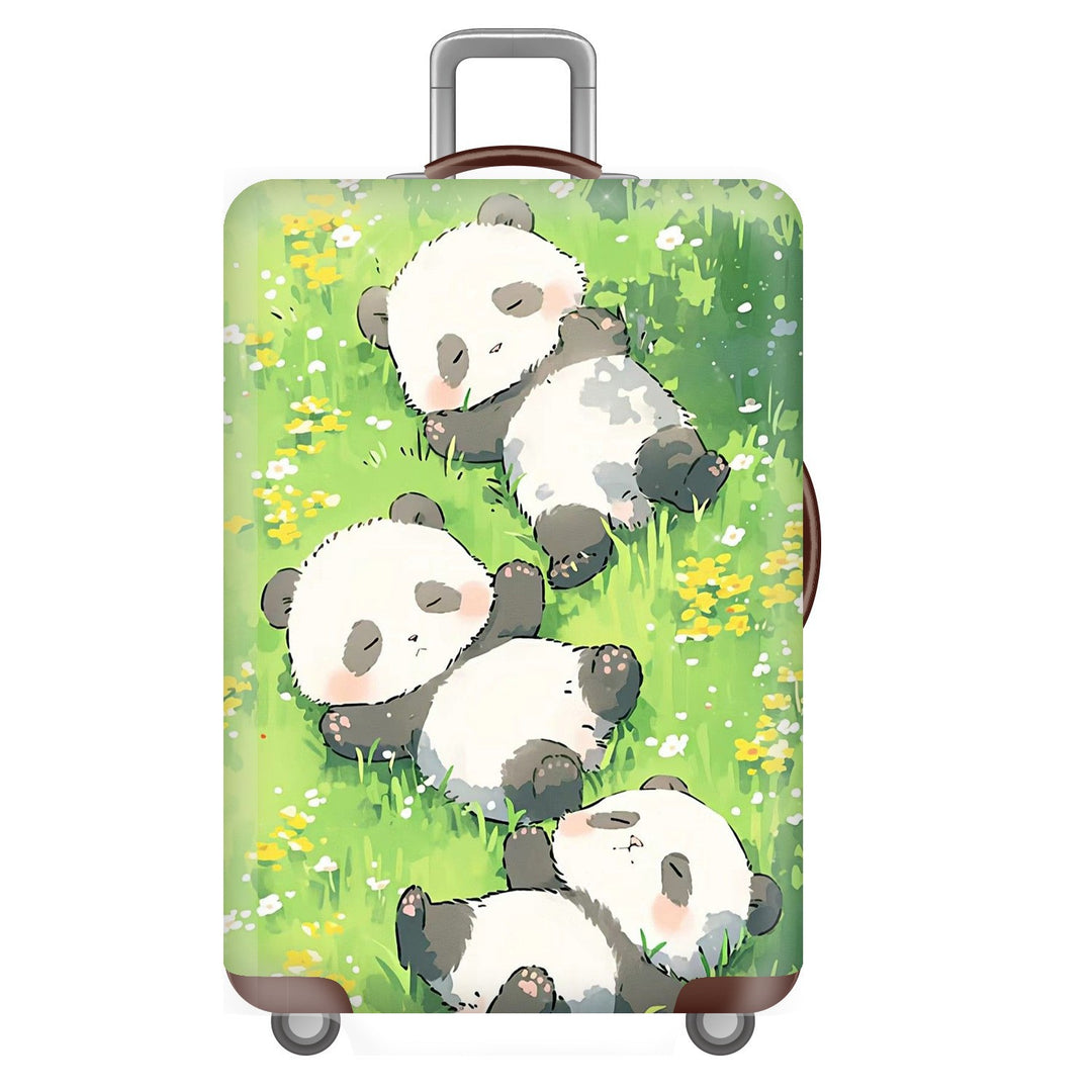 Unisex non-elastic suitcase cover for hard shell trolley with cute panda design, stretch protective cover with handle and wheel openings Stornfield