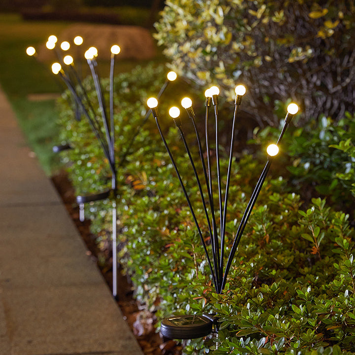 Solar LED Dandelion Garden Stake Lights With Flexible Multi-Head Stems And Integrated Solar Panel Stornfield