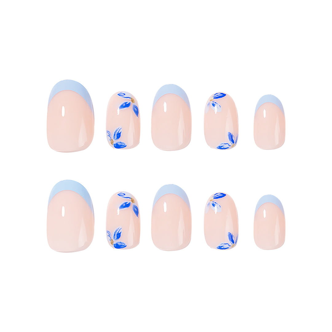 Artistic acrylic nails with elegant flower design Stornfield