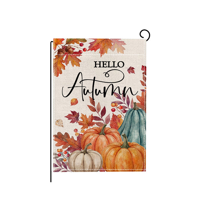 Decorative Autumn Harvest Garden Flag Double-Sided Burlap Accent