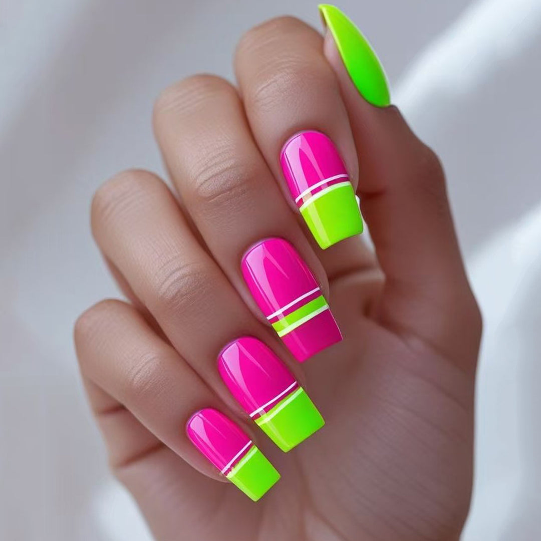 Creative artistic nails with geometric color effect Stornfield