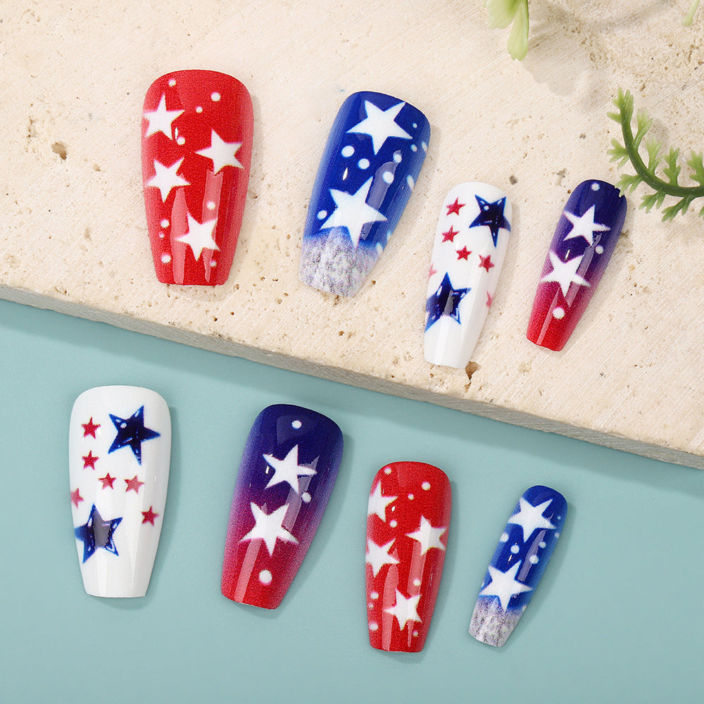 Artificial nails set with patriotic star designs Stornfield