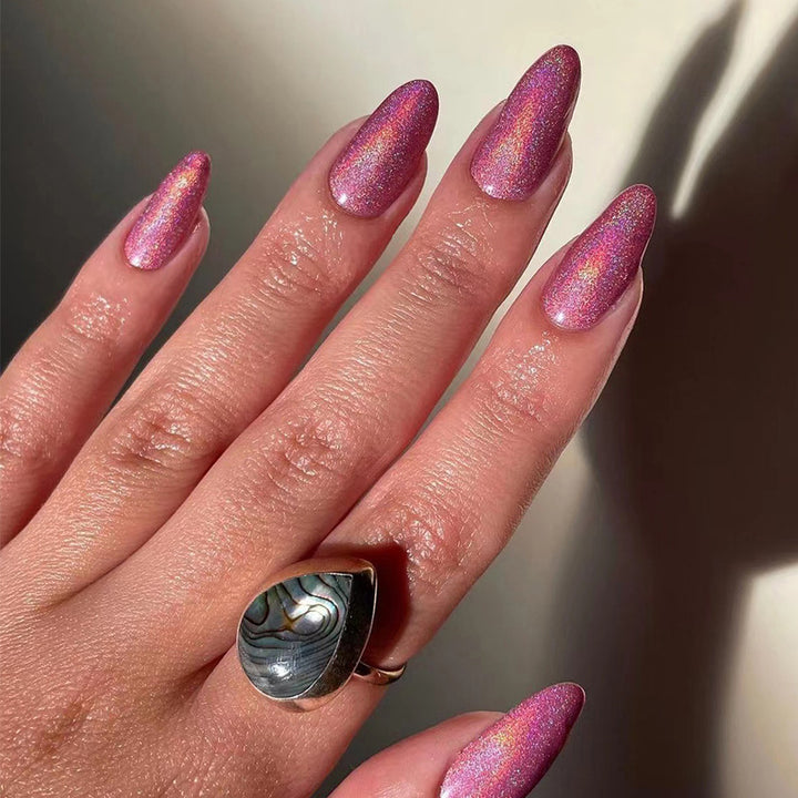 Artful stiletto nails with holographic shine Stornfield
