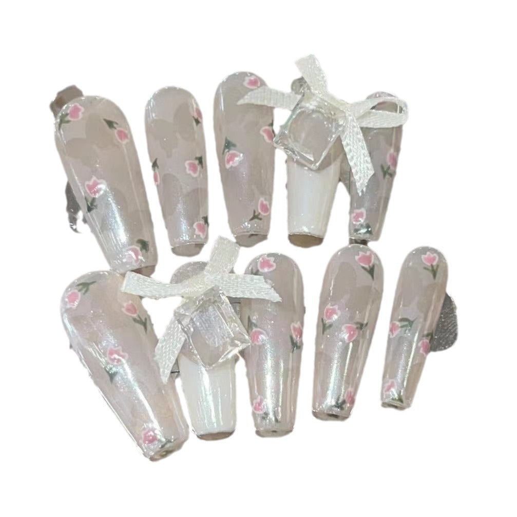 Floral Embellished Press-On Nails Stornfield