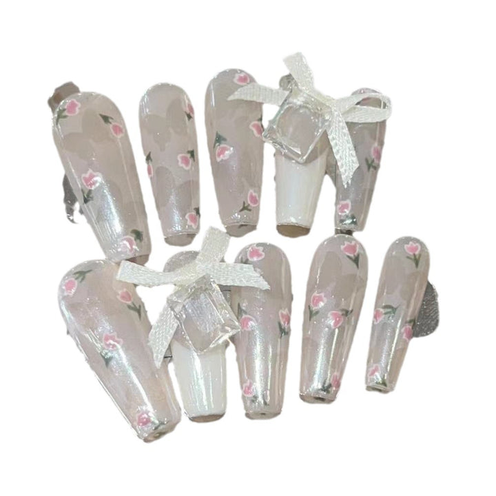 Floral Embellished Press-On Nails Stornfield