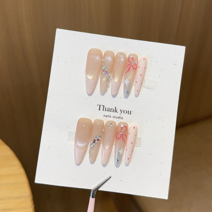 Creative Art Nail Tips with Glitter Accents Stornfield