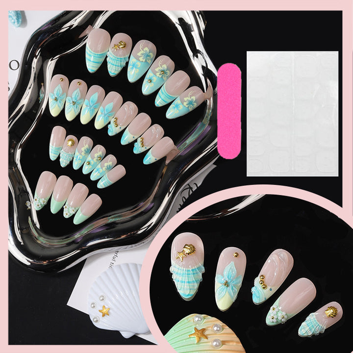 Artistic Tropical Floral Press-On Nail Set Stornfield