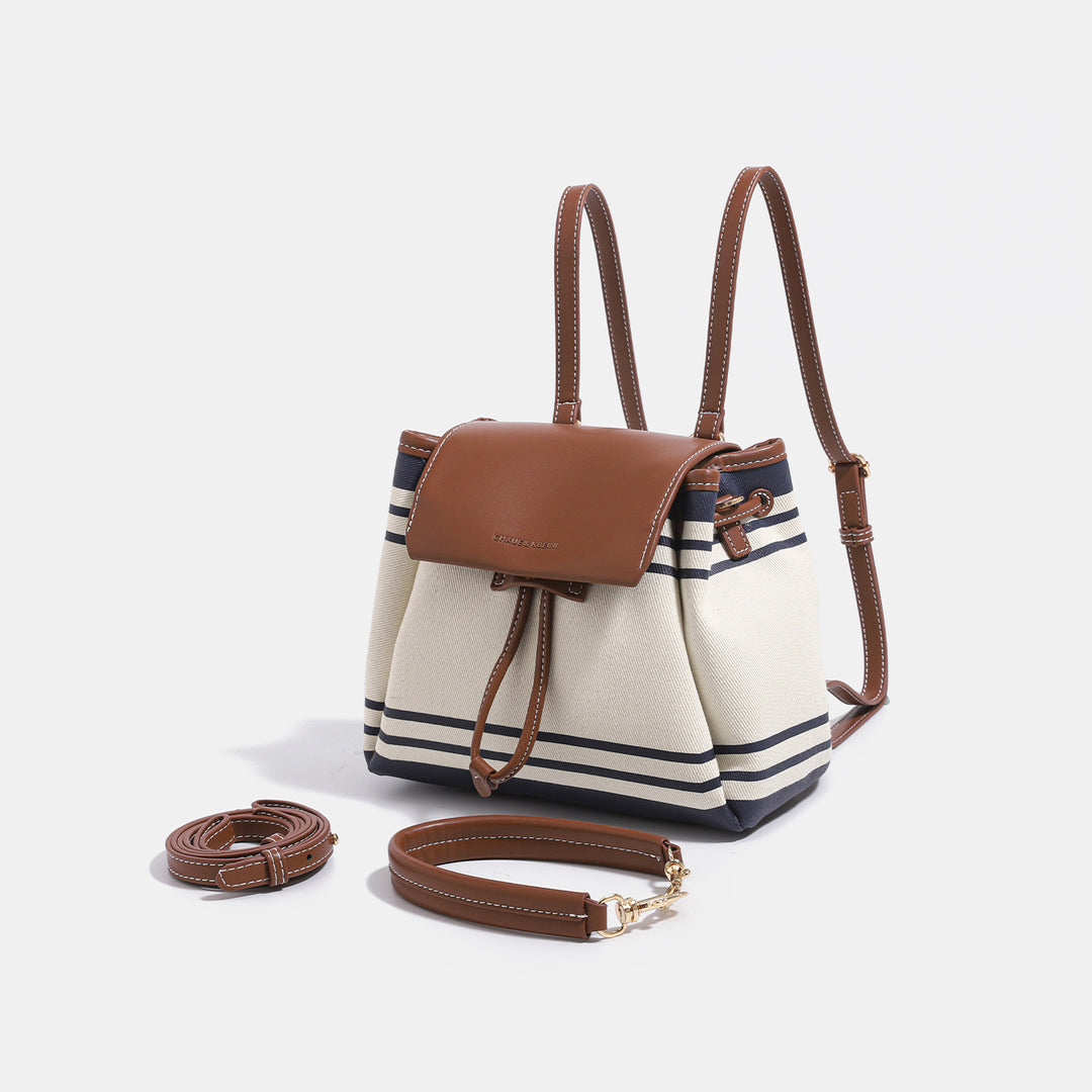 Stylish Striped Canvas Satchel