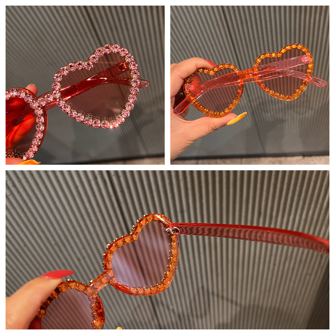 Women's Heart-Shaped Sunglasses with Rhinestone Decoration Stornfield