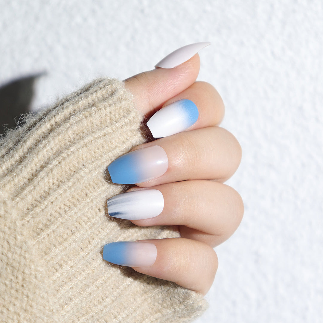 Ombre Matte Long Press-On Nails Stornfield
