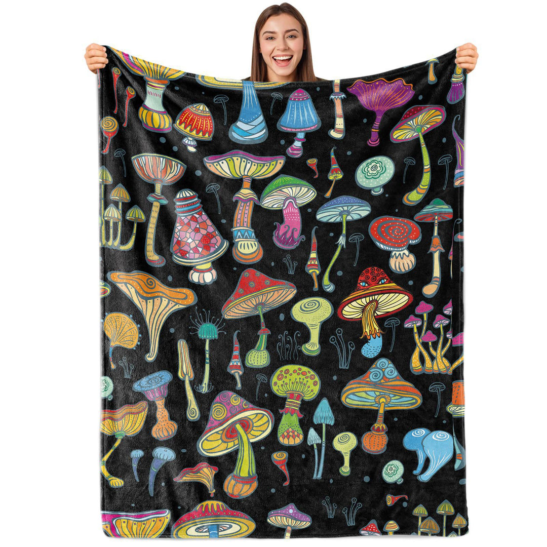 Artistic Mushroom-Themed Throw Blanket