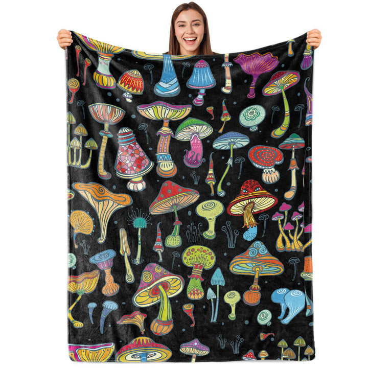 Artistic Mushroom-Themed Throw Blanket