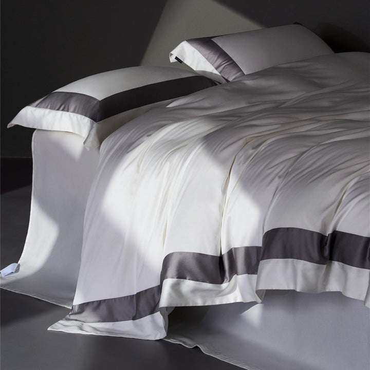 Luxury Satin Duvet Cover Set with Contrast Border and Pillow Shams
