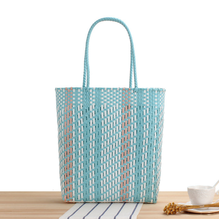 Braided tote bag with colorful design and sturdy handles Stornfield