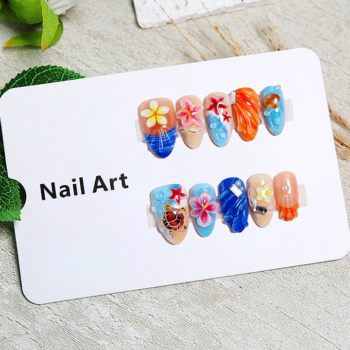 Artificial nails in maritime design with 3D embellishments Stornfield