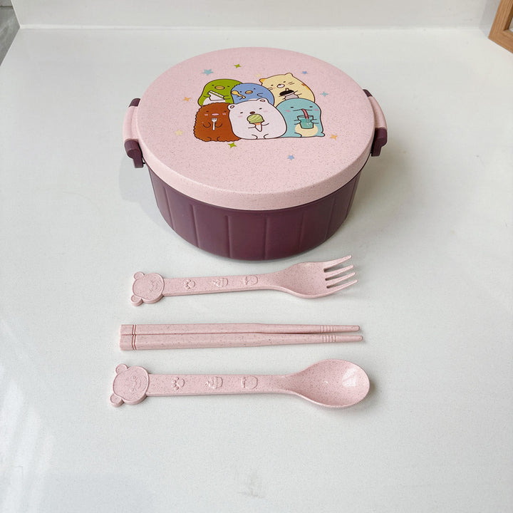 Fun Animal Print Bento Bowl with Cutlery Set