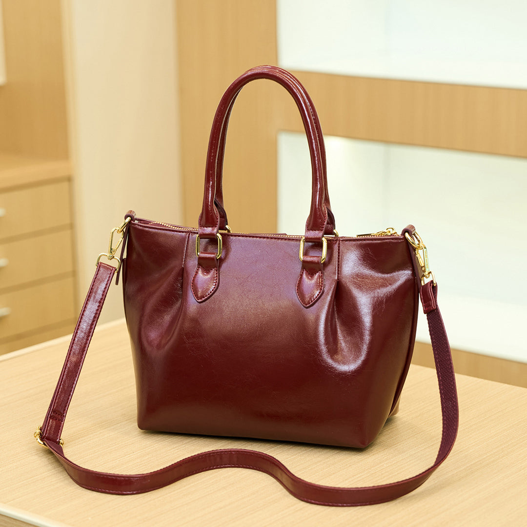 Stylish Leather Handheld Tote Bag