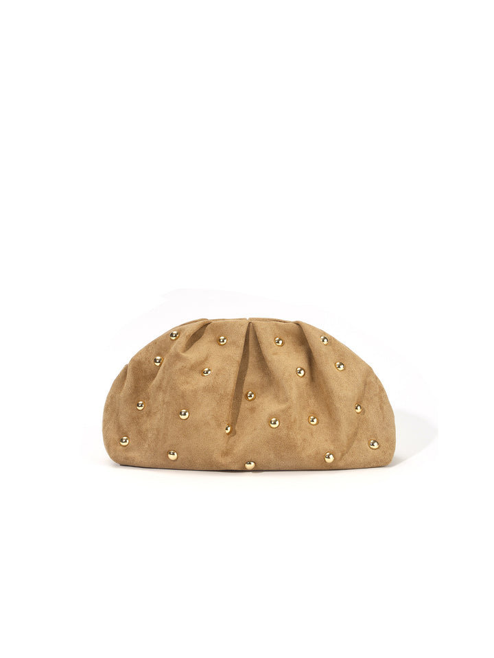 Textured Evening Clutch with Gold Accents