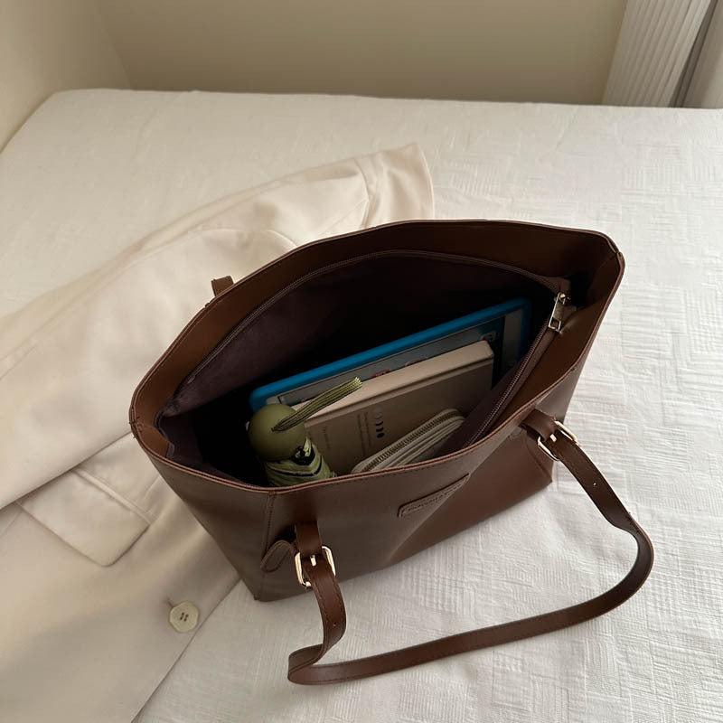 Elegant Faux Leather Tote Bag with Scarf Detail