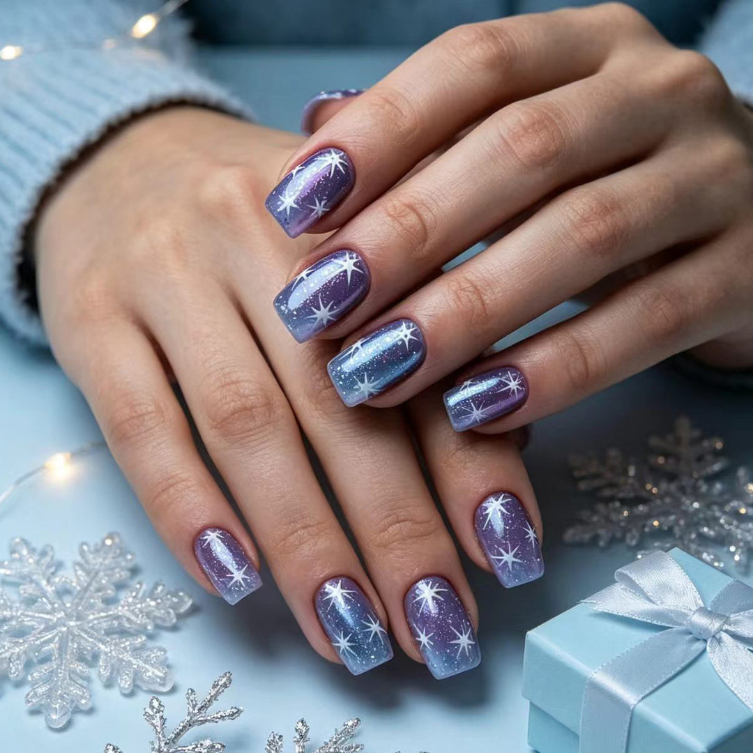 Artificial nails with sparkling star pattern Stornfield