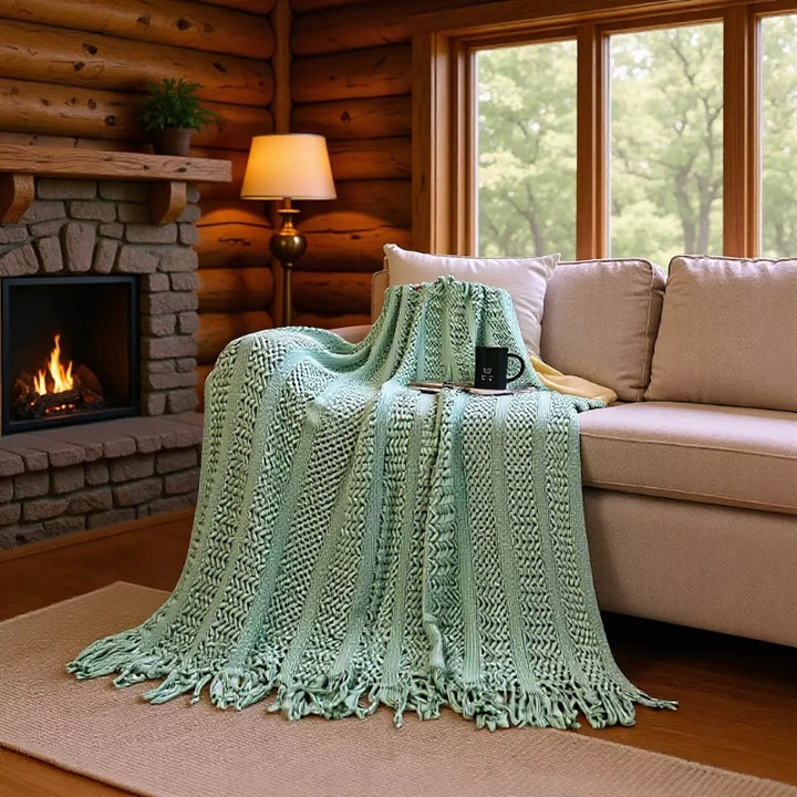 Textured Knit Throw Blanket Stornfield