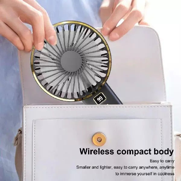 Unisex one size compact rechargeable portable fan with digital battery level indicator and charging station Stornfield