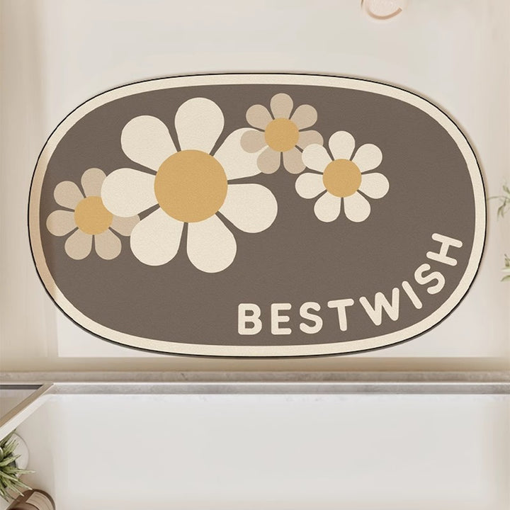 Floral Pattern Bath Mat for Bathroom